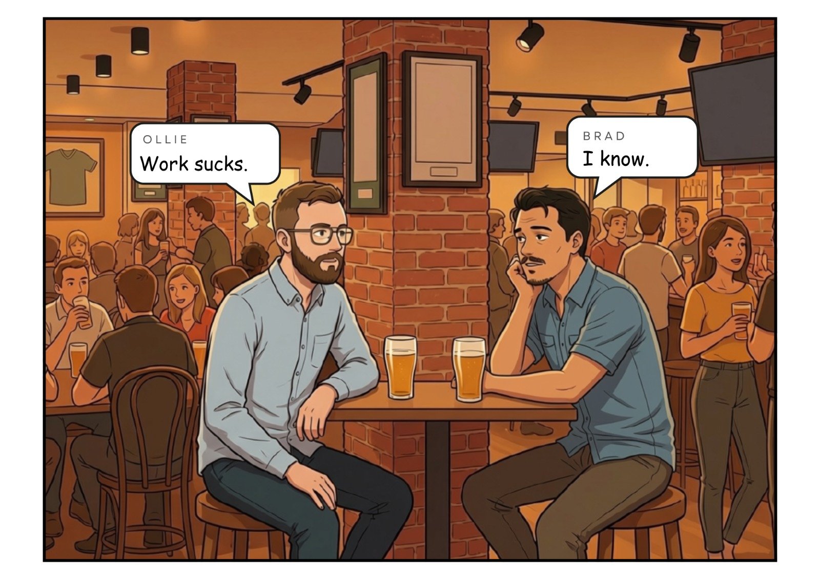 Comic panel 1 of 23, scene 1: Friday, same as every Friday