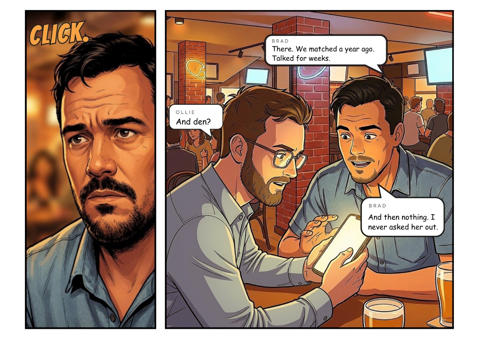 Comic panel 5 of 23, scene 3: That girl looks so familiar