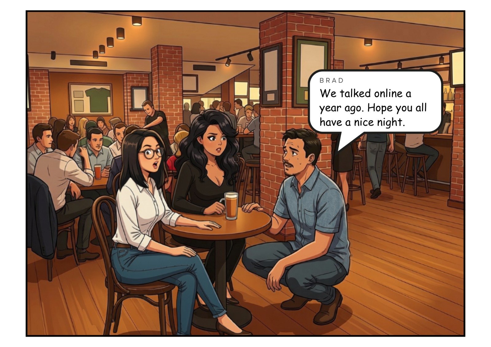 Comic panel 13 of 23, scene 5: Are you Justine?