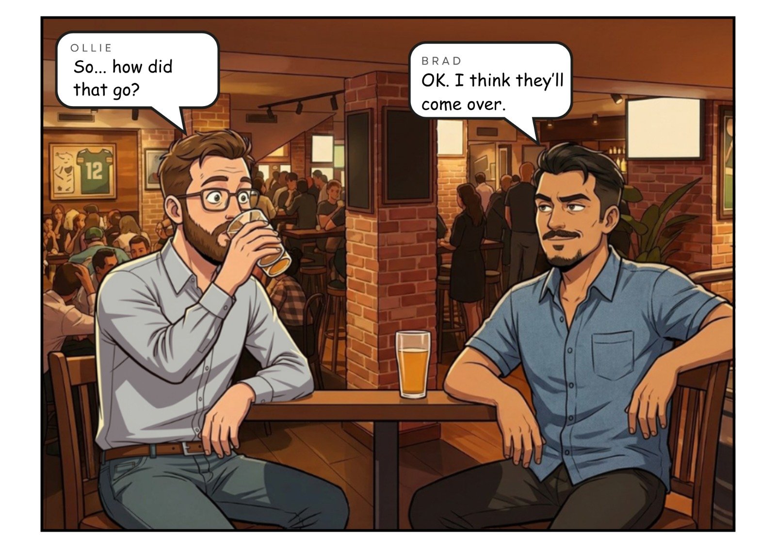 Comic panel 14 of 23, scene 6: Swing and a miss