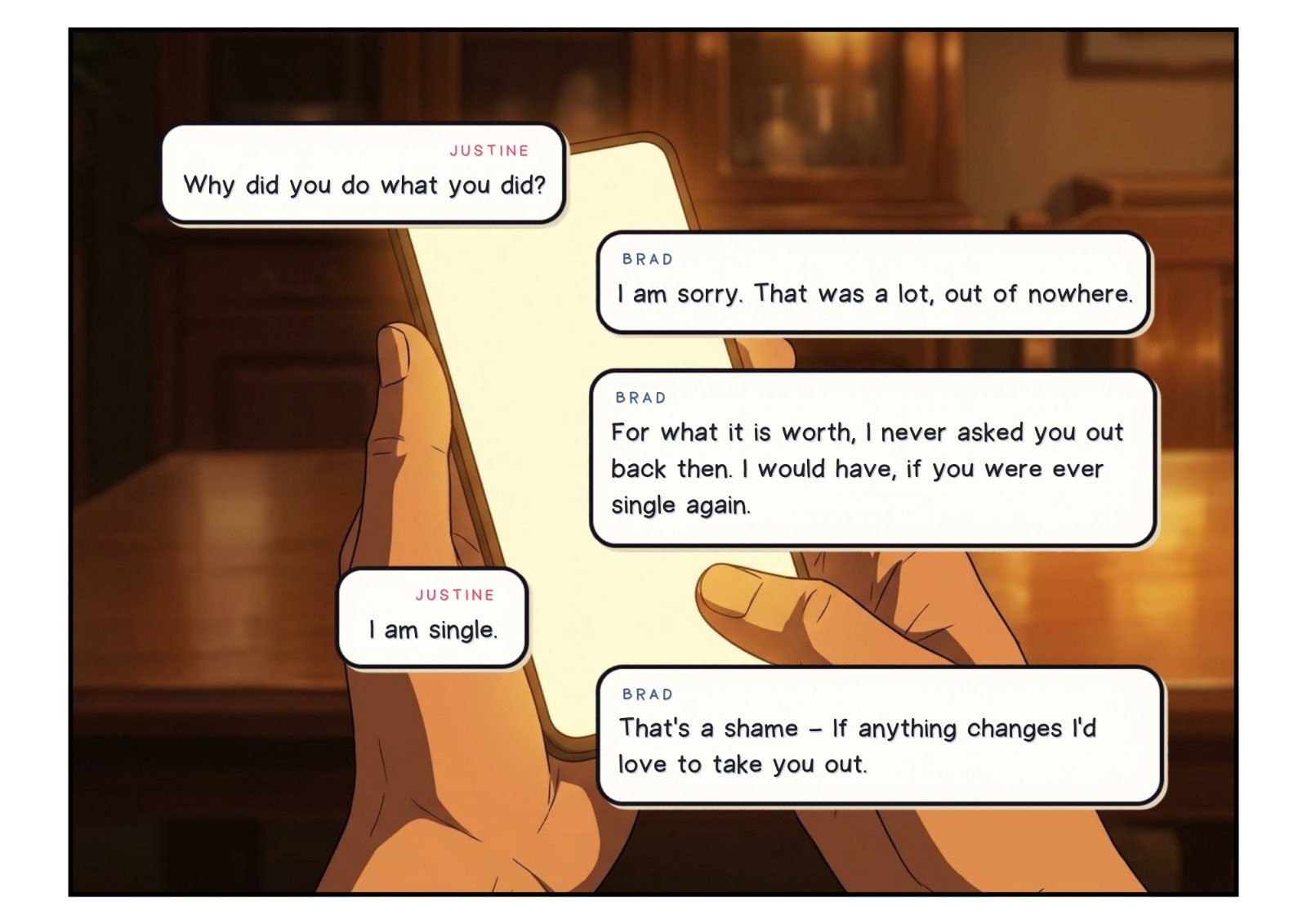 Comic panel 19 of 23, scene 7: Why did you do what you did?