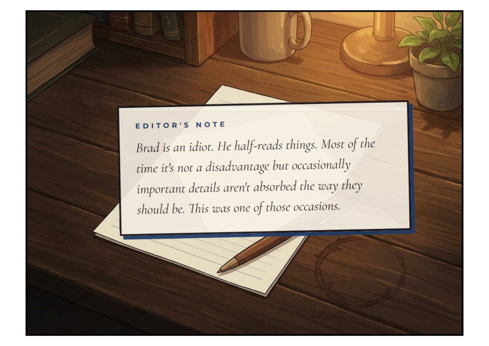 Comic panel 20 of 23, scene 7: Why did you do what you did?